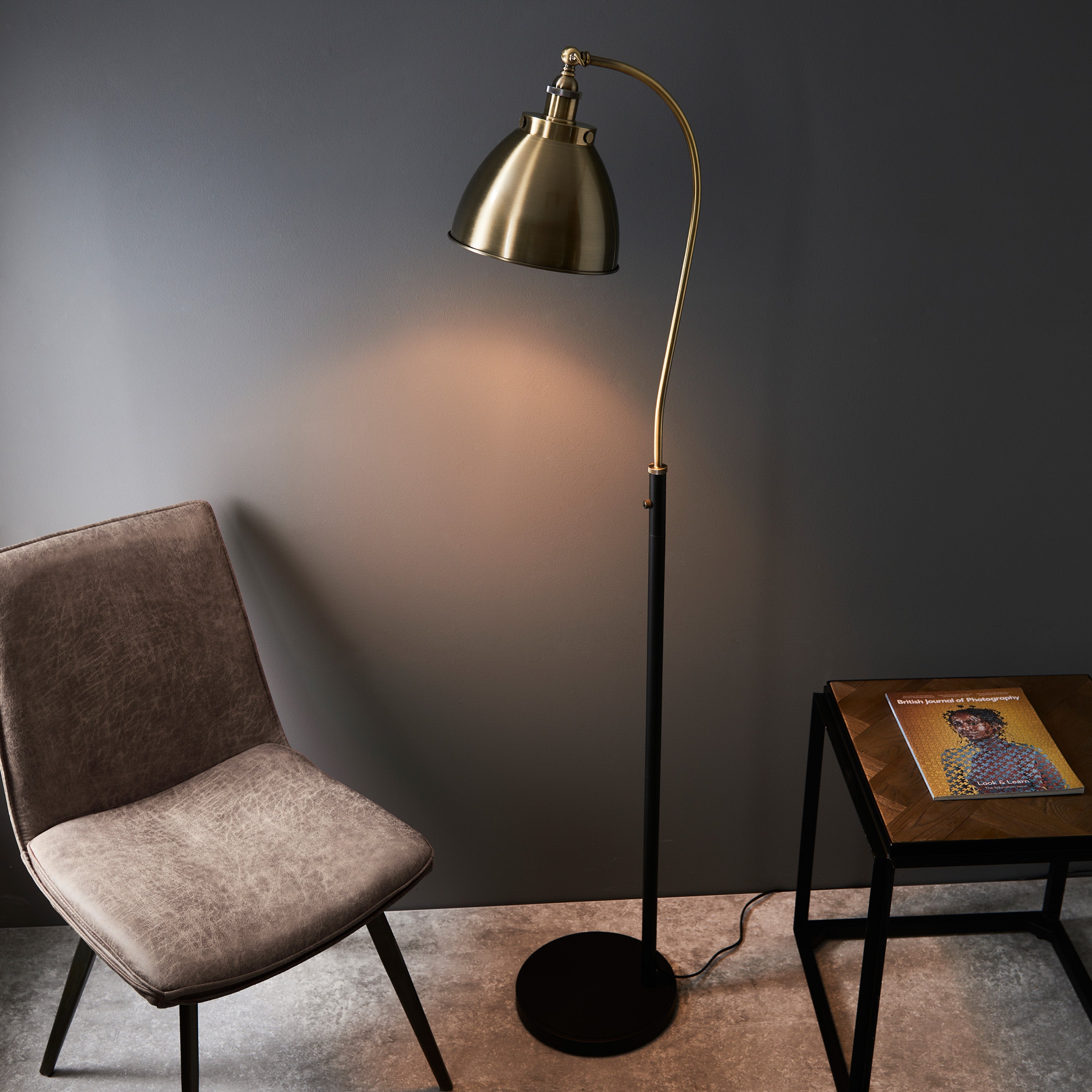 Adarno Resto Antique Brass Floor Lamp